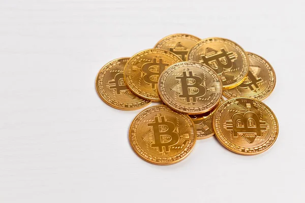 Moneta Oro Bitcoin Concetto Criptovaluta Contesto Della Valuta Virtuale — Foto Stock