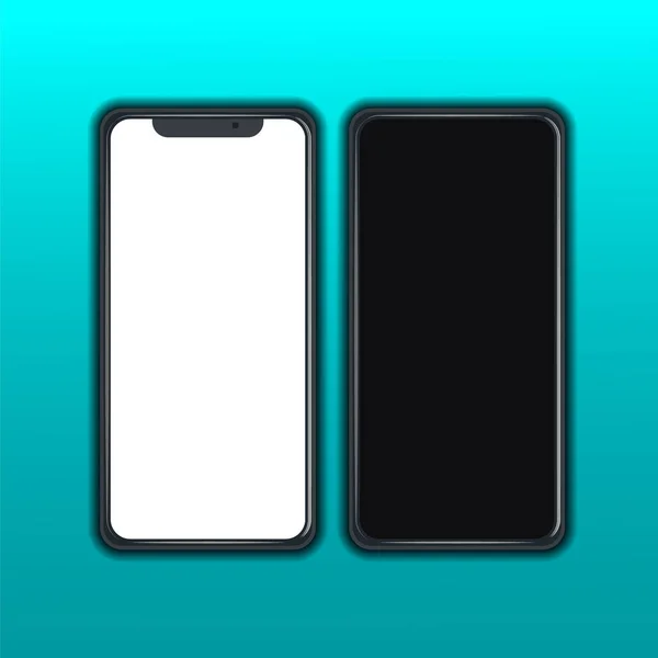 Επεξεργάσιμο Ρεαλιστικό Trendy Mockup Smartphone Λευκή Οθόνη Για Οπτική Επίδειξη — Διανυσματικό Αρχείο