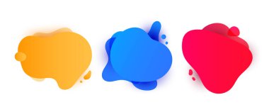 Beyaz zemin üzerinde sıvı soyut geometrik balon. Dinamik sıvı bayrakları. Vektör illüstrasyonu