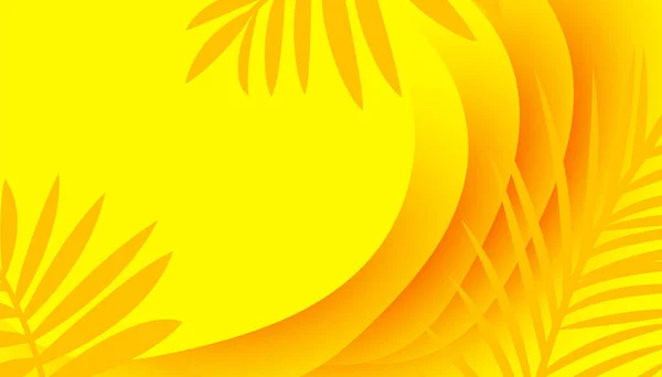 Современный Графический Дизайн Волнистый Красочный Желтый Фон Тропическими Листьями Силуэта — стоковый вектор