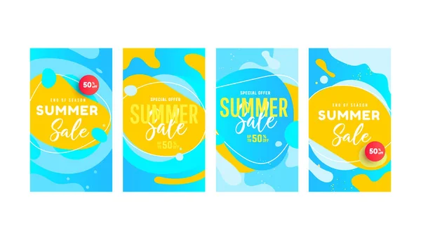 Summer Sale Editable Template Set Fluid Liquid Elements Bubble Forms — Stock Vector