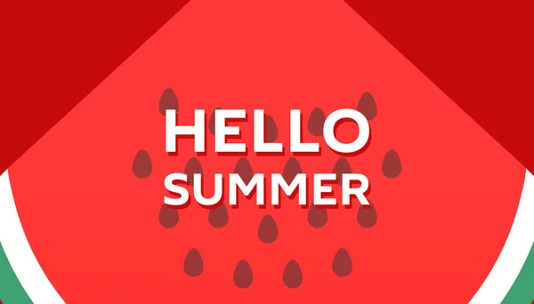 Γεια Σας Καλοκαίρι Banner Σχεδιασμό Ώριμο Καρπούζι Φόντο Για Την — Διανυσματικό Αρχείο