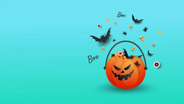 Jack Lyktan Halloween Fest Gratulationskort Mockup Med Kopieringsutrymme — Stock vektor