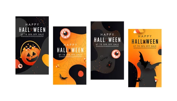 Halloween Försäljning Specialerbjudande Sociala Medier Vertikala Berättelser Design Mallar Som — Stock vektor