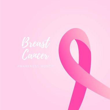 Göğüs kanseri farkındalığı sembolü pembe arkaplan üzerinde izole edilmiş, vektör simgesi resimleme