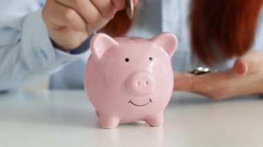 Yatırım yatırım fonu finansmanı ve iş dünyası için pembe kumbaraya para biriktirmek