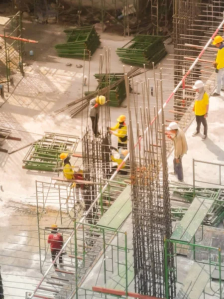 Abstract Blur Aerial View Construction Worker Construction Site Abstract Blur Stok Lukisan  