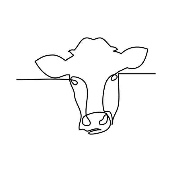 Line Drawing Cow Head White Background Templates Your Designs Vector — Stock Vector