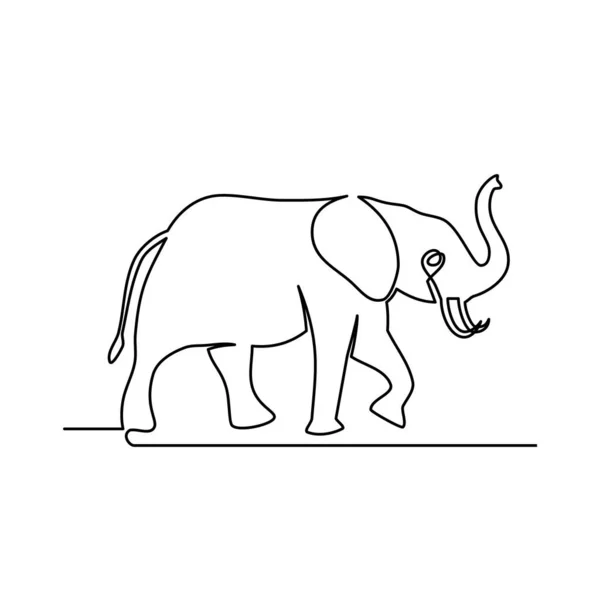 Drawing One Continuous Line Elephant Animal Continuous Line Drawing Elephant — Stock Vector