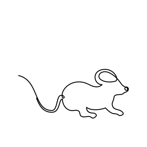 Disegno Linea Continuo Illustrazione Vettoriale Del Mouse Futuro Stile Minimalismo — Vettoriale Stock