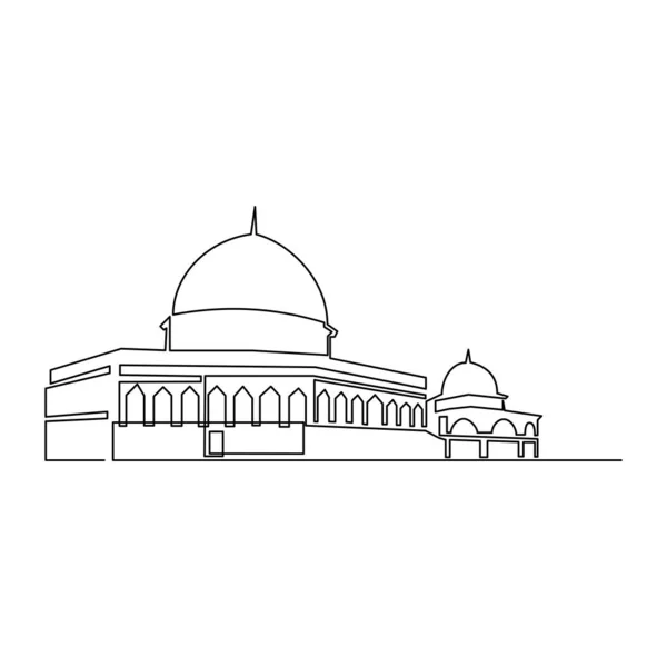 Zeichnen Sie Eine Durchgehende Linie Der Minimalistischen Design Vektor Moschee — Stockvektor