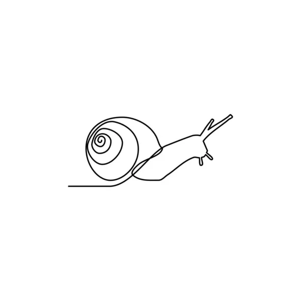 动物蜗牛的连续线条画 白色背景的简约设计 有机食品标志 矢量说明 — 图库矢量图片