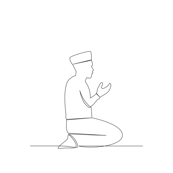 Εικόνα Γραμμής Σιλουέτας Μουσουλμάνου Που Προσεύχεται Πρότυπα Για Σχέδιά Σου — Διανυσματικό Αρχείο