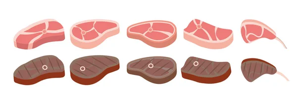 Icônes steak ensemble — Image vectorielle
