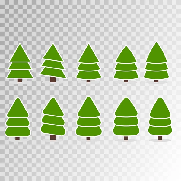 Διαφορετικό σετ χριστουγεννιάτικων δέντρων — Διανυσματικό Αρχείο