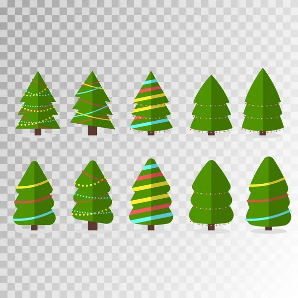 Different Christmas tree set — Stock Vector