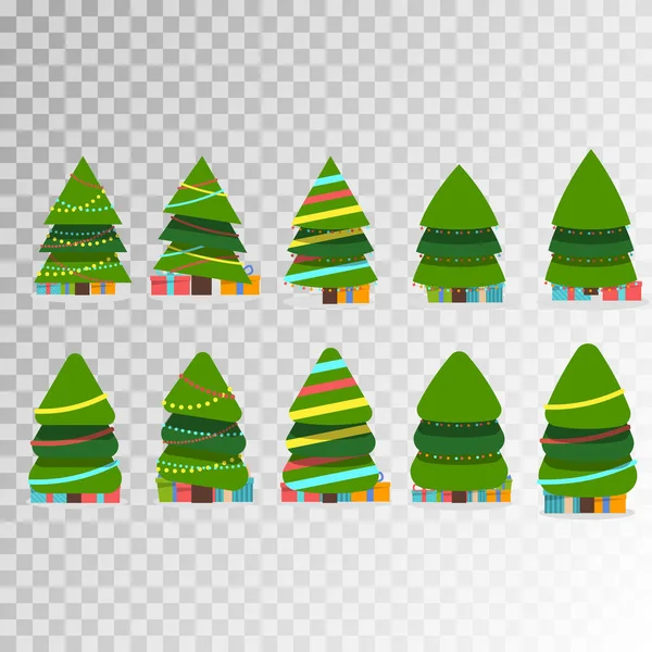 Ensemble d'arbre de Noël différent — Image vectorielle