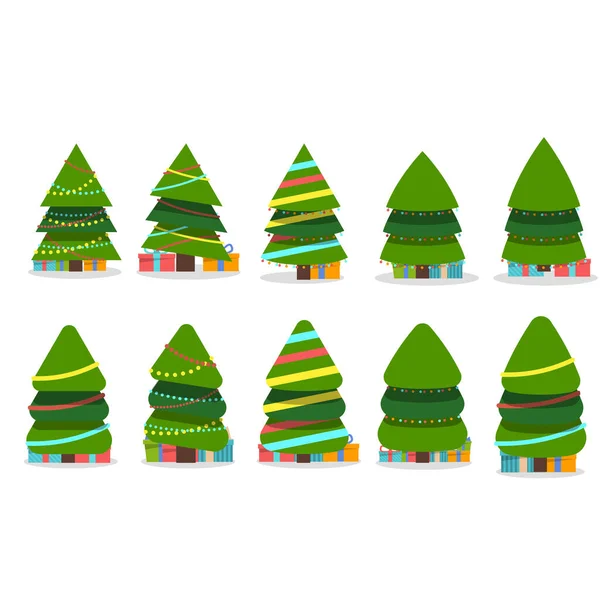 Different Christmas tree set — Stock Vector