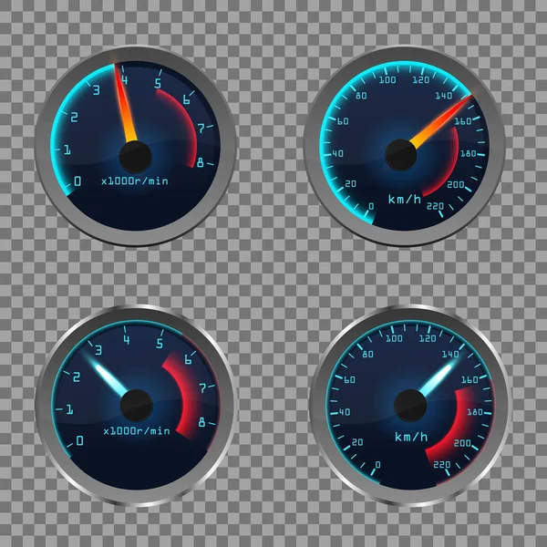 Set dashboard speedometers — Stock Vector