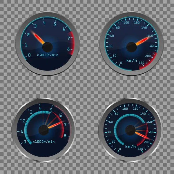 Set dashboard speedometers — Stock Vector