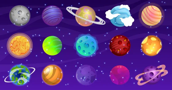 Conjunto de planetas cartoon — Vetor de Stock