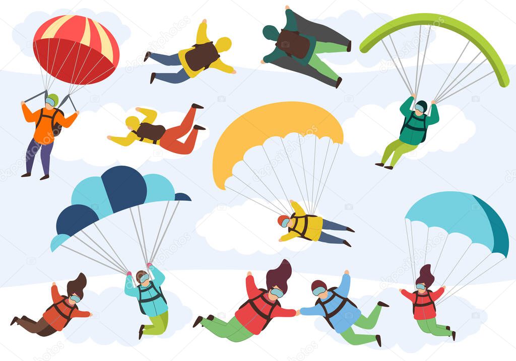 Extreme parachute skydivers