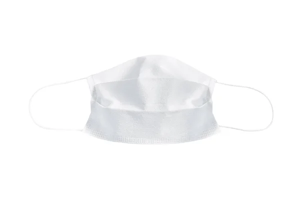 Biała Maska Ochronna Jednorazowa Medyczna Maska Twarzy Odizolowana Białym Tle — Zdjęcie stockowe