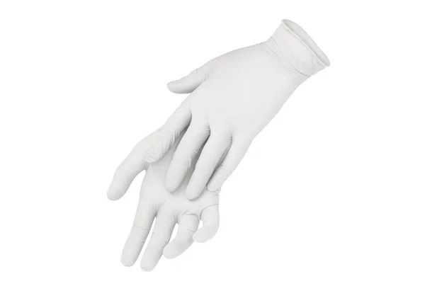 Dos Guantes Médicos Quirúrgicos Blancos Aislados Sobre Fondo Blanco Con — Foto de Stock