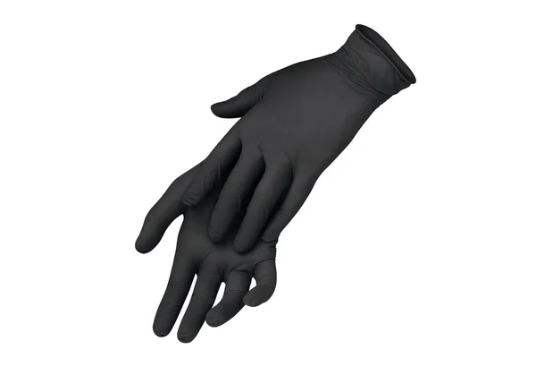 Gants Nitrile Médical Deux Gants Chirurgicaux Noirs Isolés Sur Fond — Photo