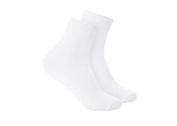 Socken Attrappe Weißer Farbe Für Design Isoliert Auf Weißem Hintergrund — Stockfoto