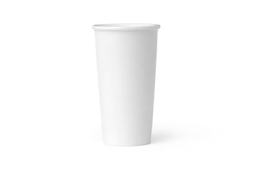 Kahve, çay, çikolata ve diğer sıcak içecekler için beyaz kağıt bardak. Beyaz kupa modeli. Tek kullanımlık kupa. Kupa 3D görüntüleme modelini çıkar