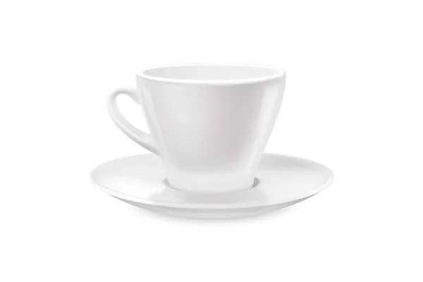 Tasse Thé Blanc Soucoupe Pour Boisson Isolée Sur Fond Blanc — Photo