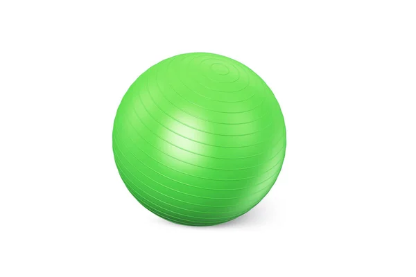 Bola Fitness Verde Isolada Fundo Branco Bola Treino Pilates Modelo — Fotografia de Stock