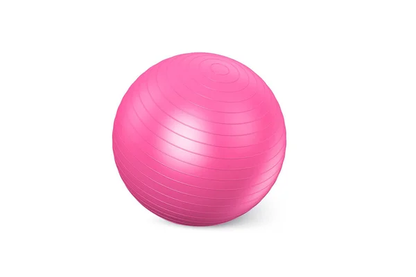 Bola Fitness Rosa Isolada Fundo Branco Bola Treino Pilates Modelo — Fotografia de Stock