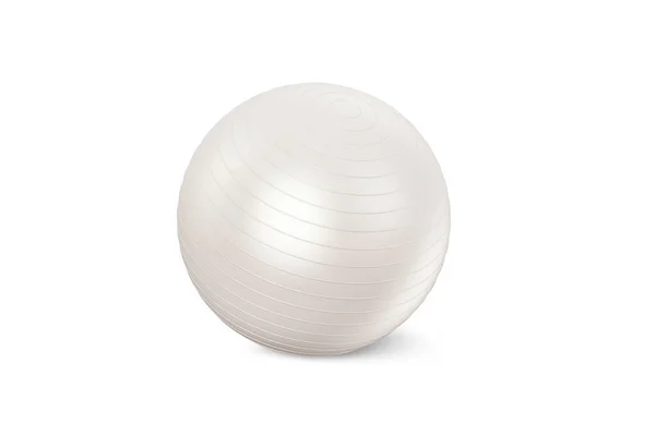 White Fitness Ball Isolated White Background Pilates Training Ball Fitball — Stock Photo, Image