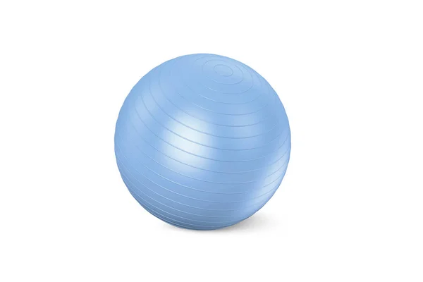 Bola Fitness Azul Isolada Fundo Branco Bola Treino Pilates Modelo — Fotografia de Stock