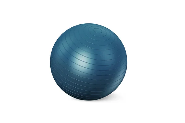 Bola Fitness Azul Escuro Isolado Fundo Branco Bola Treino Pilates — Fotografia de Stock