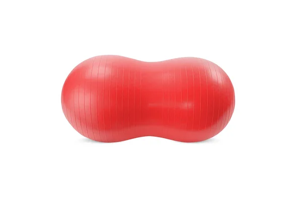 Big Long Red Fitness Ball Isolated White Background Pilates Training — Stock Photo, Image