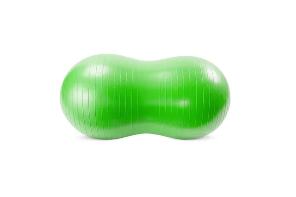 Grote Lange Groene Fitnessbal Geïsoleerd Witte Achtergrond Pilates Trainingsbal Fitball — Stockfoto