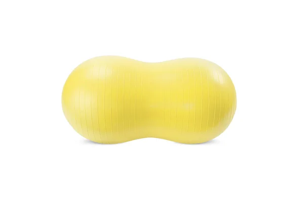 大的黄色健身球 白色背景隔离 普拉提训练球 体操练习的Fitball 3D渲染模型 体操球 — 图库照片