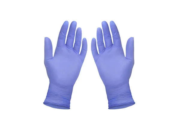 Guantes Médicos Nitrilo Dos Guantes Quirúrgicos Azules Aislados Sobre Fondo — Foto de Stock