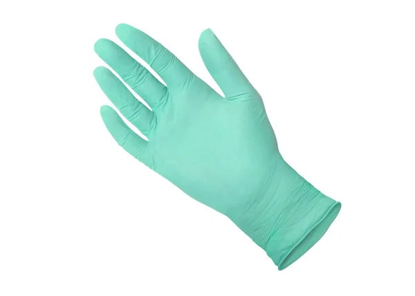 Guantes Médicos Nitrilo Dos Guantes Quirúrgicos Verdes Aislados Sobre Fondo — Foto de Stock