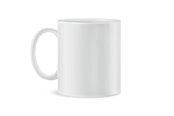 White tea cup and saucer for drink isolated on white background. Ceramic coffee cup or mug close up. Mock-up classic porcelain utensils.