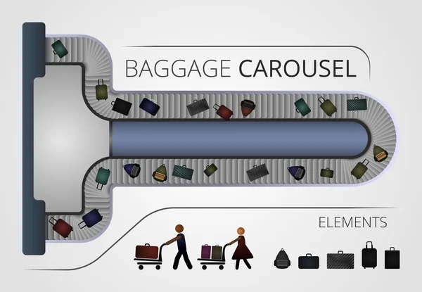 La construcción del carrusel de equipaje — Vector de stock