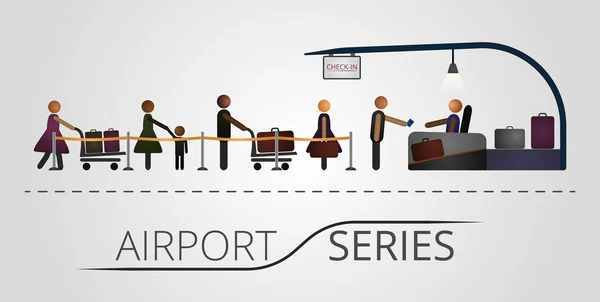 İnsanlar bir sıradaki uçuş kayıt danışma için stand