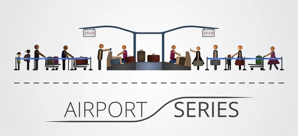 İnsanlar bir sıradaki uçuş kayıt danışma için stand