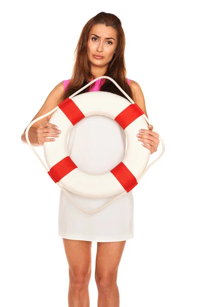 Mädchen mit Rettungsring — Stockfoto