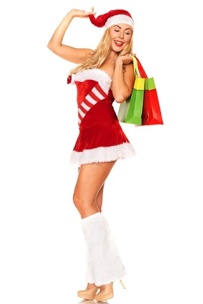 Santa Claus dziewczyna z zakupów — Zdjęcie stockowe