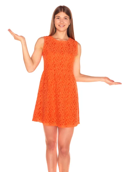 Menina em vestido laranja — Fotografia de Stock