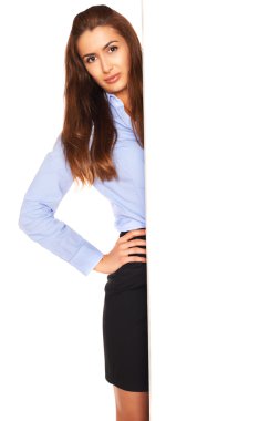 Ofis çalışanı arkasında bir beyaz tahta